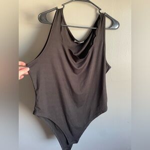 Women’s black, scallop trimmed bodysuit